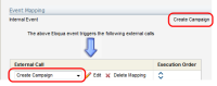 An image highlighting that the Create Campaign internal event triggers the Create Campaign external call