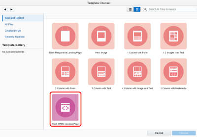 An image of the Blank HTML Landing Page option.
