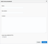 An image of the Add Announcement window.