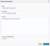 An image of the Edit Announcement window.