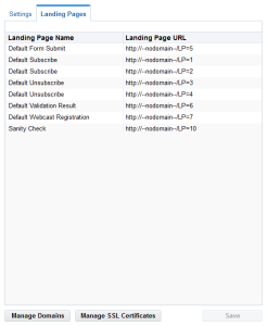 An image of the Landing Pages tab.