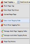 An image of the Page Tagging dropdown menu with New Auto Tagging Rule highlighted.