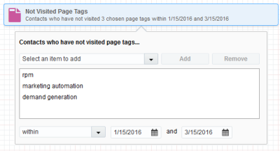 An image of the Not Visited Page Tags configuration window.