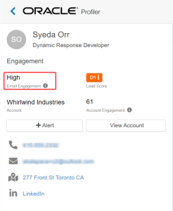 Screenshot showing Account Engagement on the Contact card