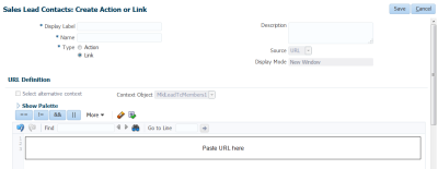 An image of the Create Action or Link window.