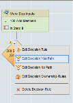 An image of a decision rule's drop-down menu with Edit Decision Yes Path highlighted.