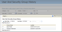 An image of the User and Security Group History report section.