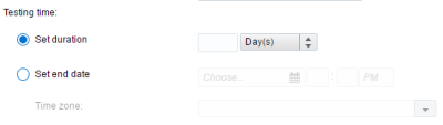 An image showing the options to configure the duration of the A/B testing campaign