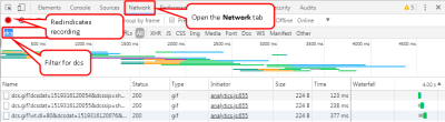Image of Chrome's debugging tools showing the Network tab