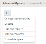 Image of the advanced options list