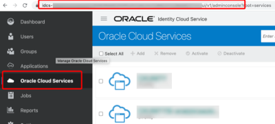 An image of the Oracle Cloud Services menu item