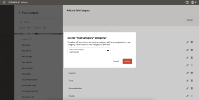 Image of the parameter details highlighting where to enter a new category