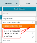 Image of the measures dialog showing the lack of an edit icon for standard parameters
