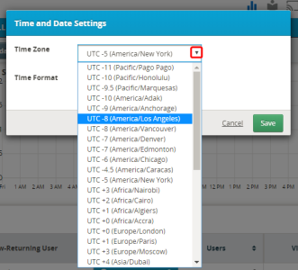 Image of the Time and Date Settings dialog highlighting the Time Zone list