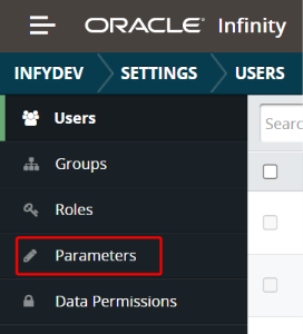 Image of Account Settings > Parameters displaying the default Show value of Named