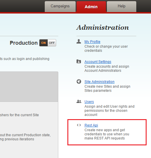 Screenshot of the Maxymiser UI administration page