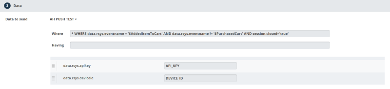 The Data page is displayed