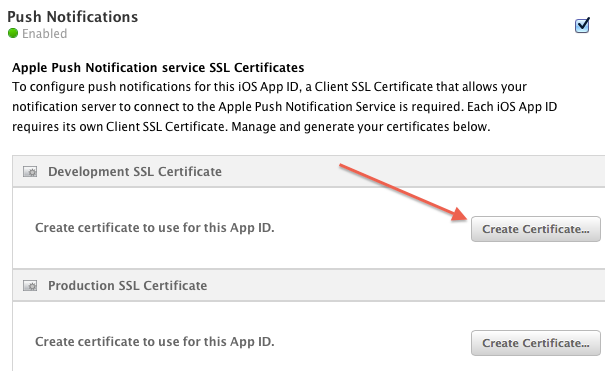 Development SSL Certificate, Create Certificate