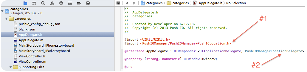 Xcode screen, integrating the location code