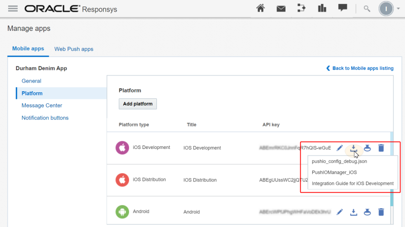 Downloading the PushIO SDK files