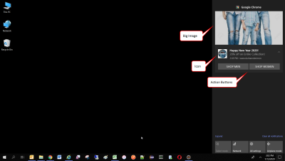 An image of windows 10 action center