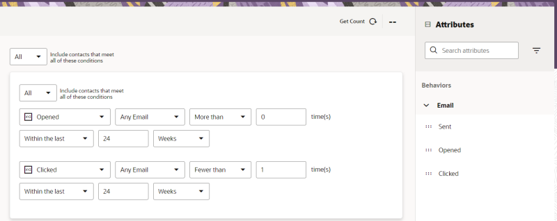 Segment with opens but no clicks.