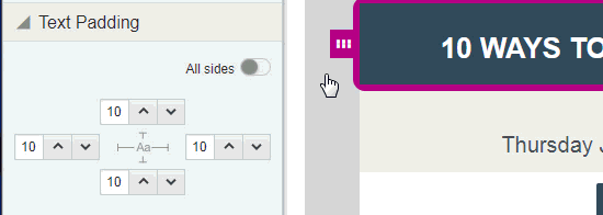 An animation showing how to add padding