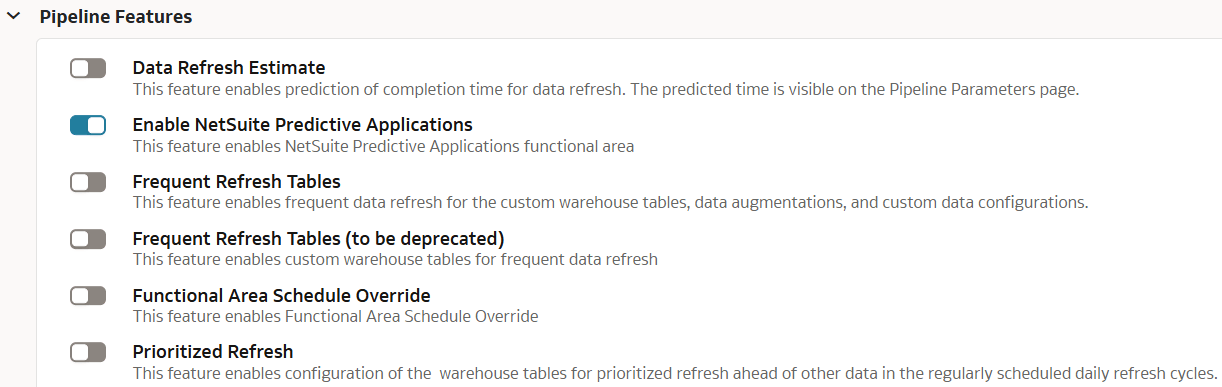 Pipeline Features in Preview Features tab on the Enable Features page