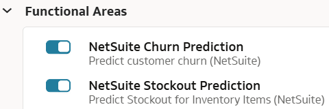 NetSuite Churn Prediction under Functional Areas in the Generally Available Features tab on the Enable Features page