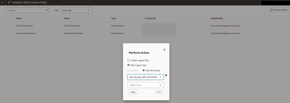 Perform Action dialog