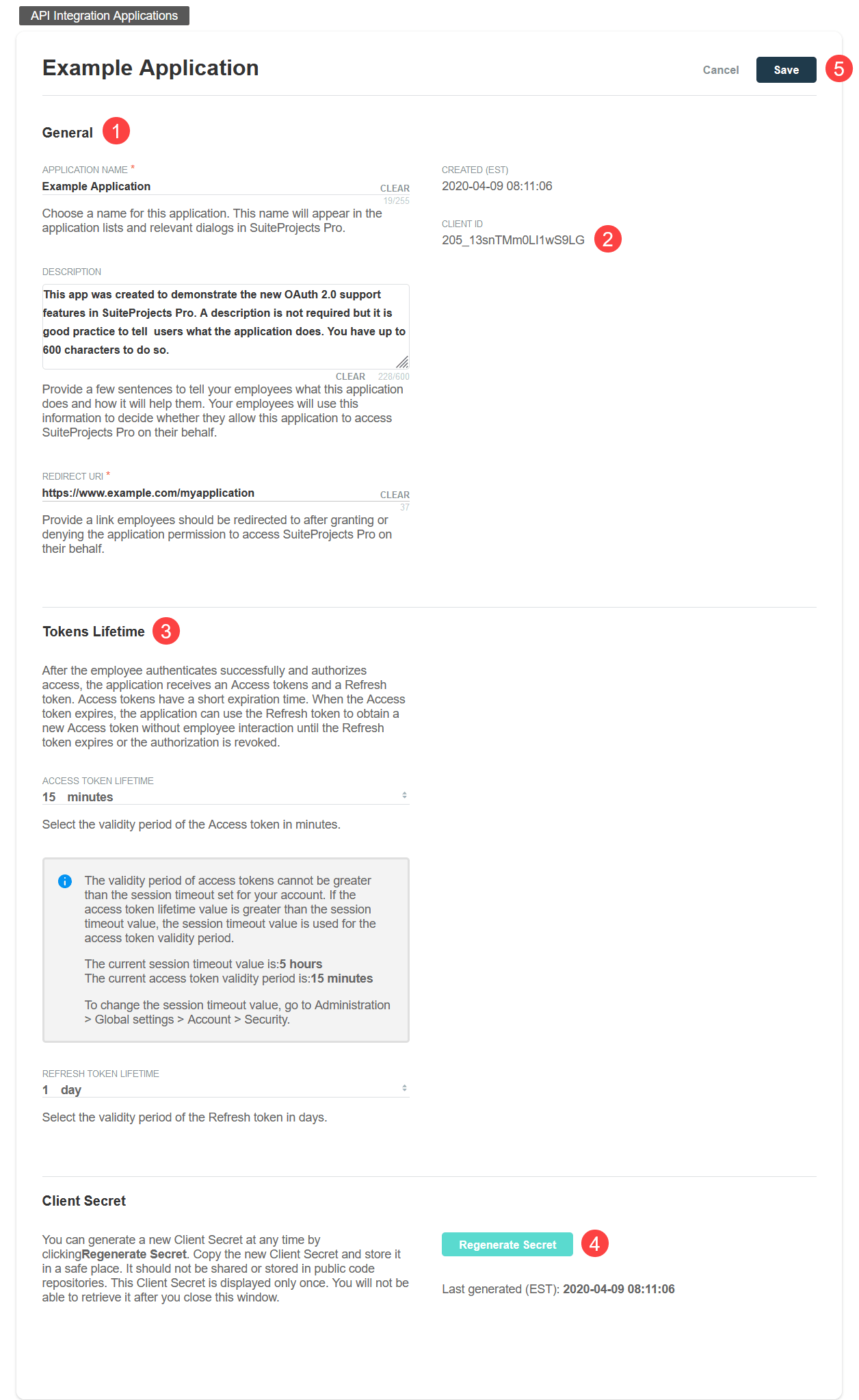 API integration applications administration - Edit application configuration form.
