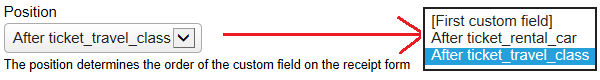 Custom field position selection.