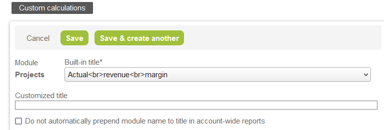 Ranamed built-in summary fields form.