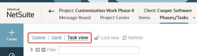 Navigating between different views on projects.