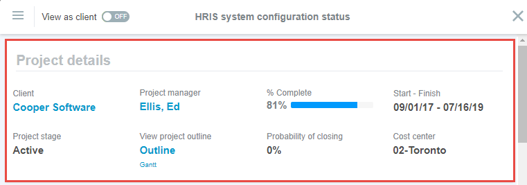 Project status summaries.