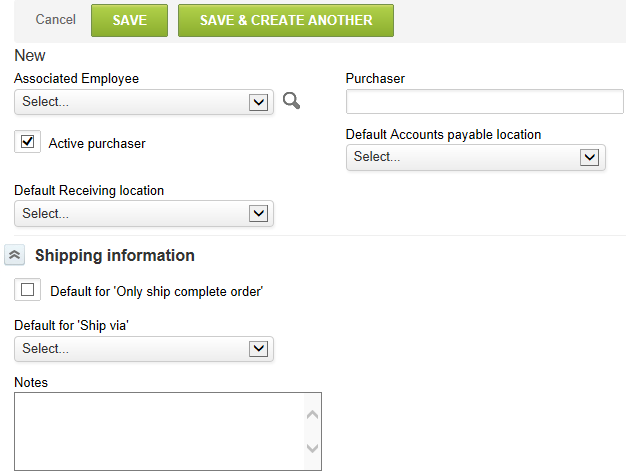 Purchasers record form