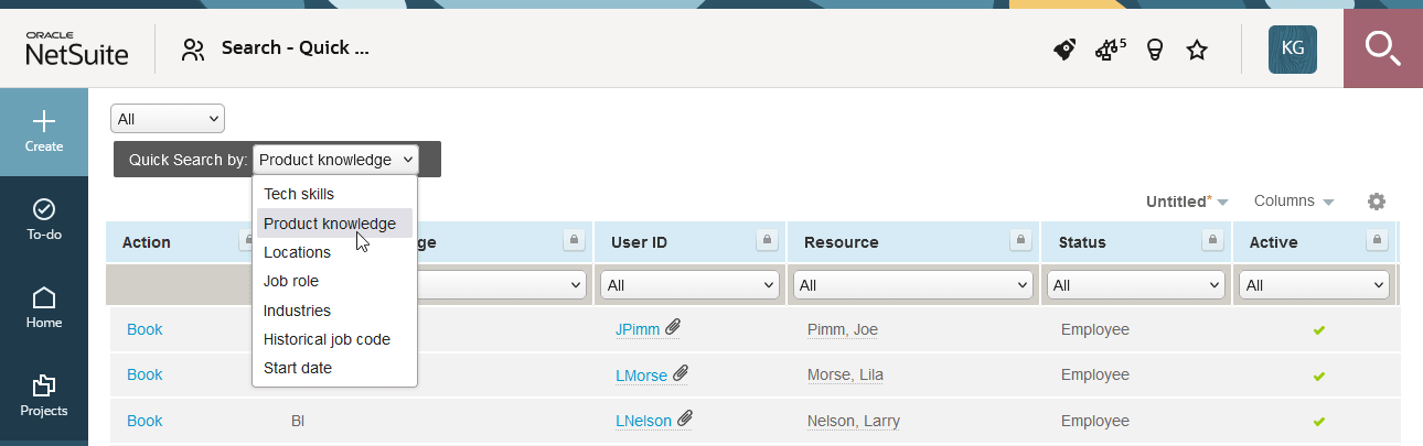 Quick search for skills form.