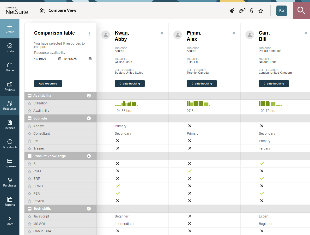 Resource compare view entities form.