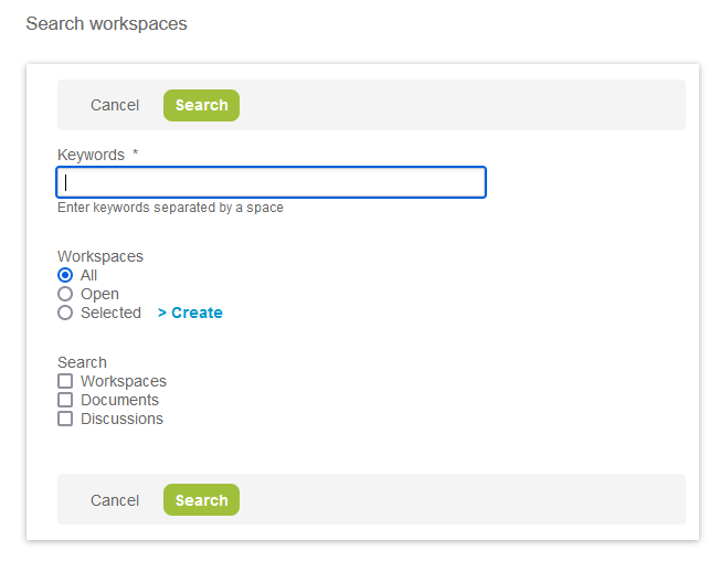 Workspaces search form