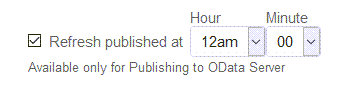 Second refresh time selection for published report.