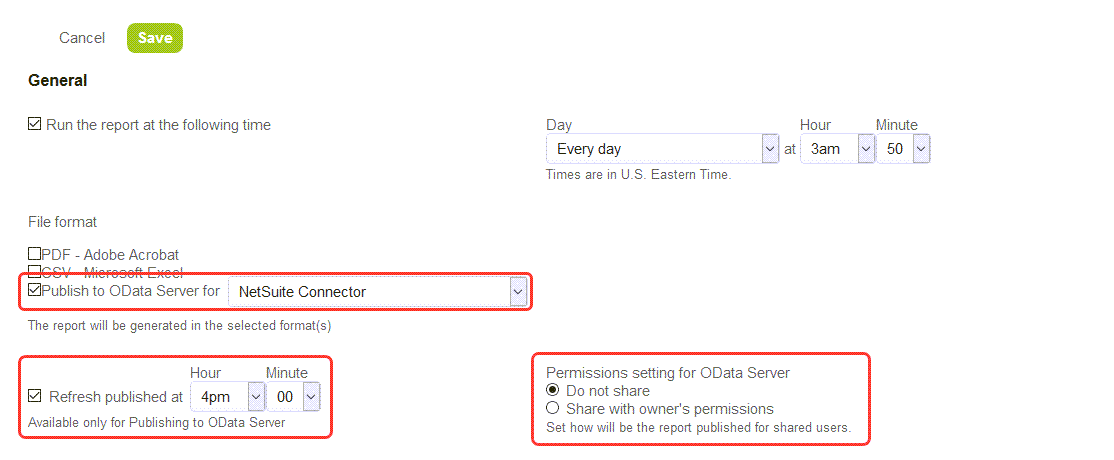 Report scheduling form
