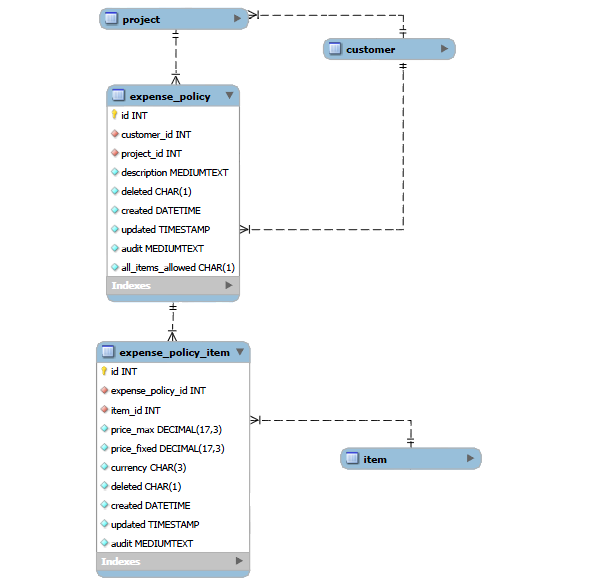 Expense Policy data relationships diagram.