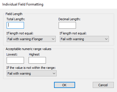 Individual Field Formatting window in Integration Manager.