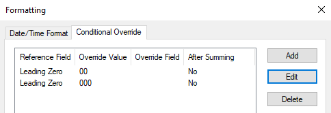 List of conditional overrides for the Leading Zero example.