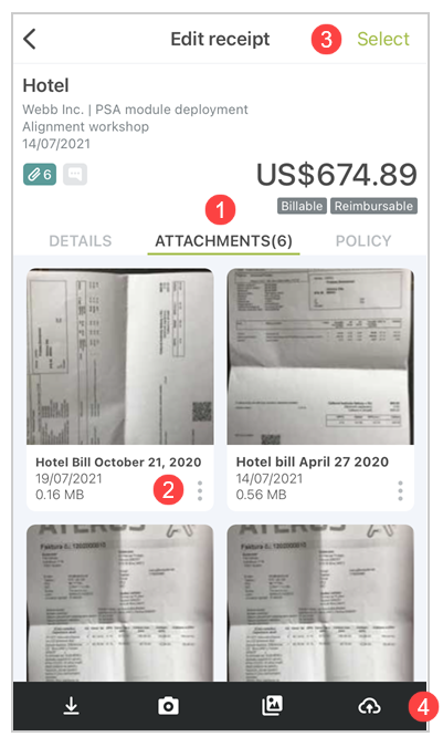 Expenses attachments