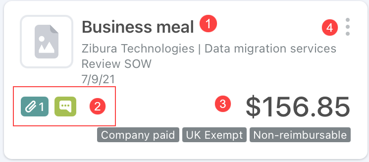 Receipt summary on expense reports in OpenAir Mobile