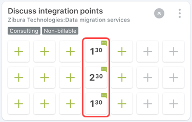 Adding multiple time card rows to split the time entered for the same task or project