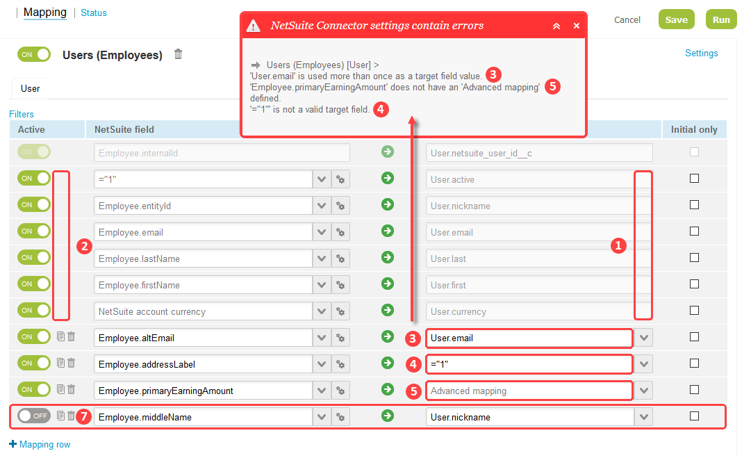 Illustration of front end mapping validation checks.