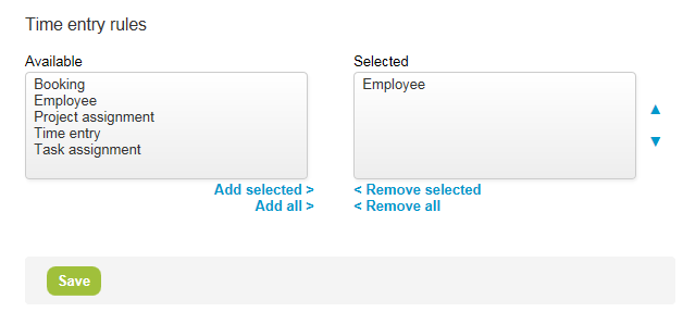 Time entry rules settings