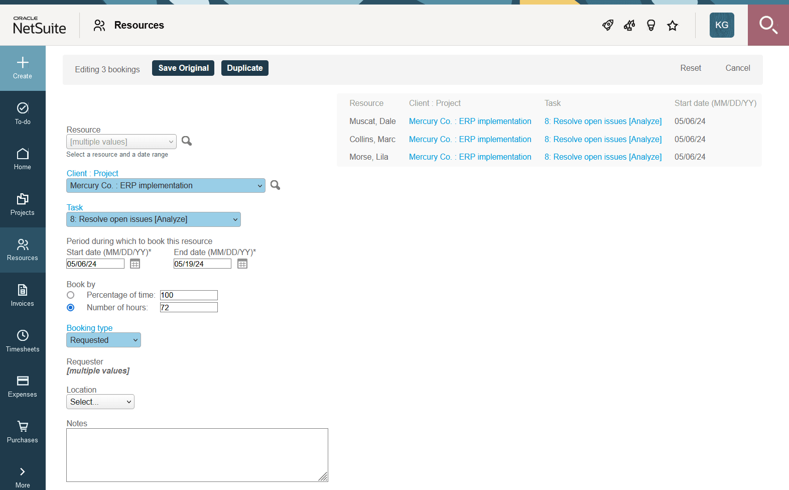 Bulk booking editor.